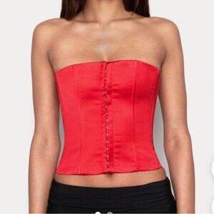 Danielle Guizio Women's Red Corset Satin
